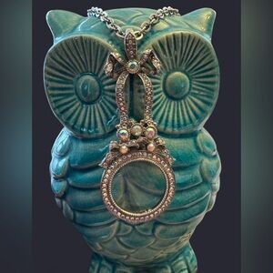 Edgar Berebi Magnifier Pendant Necklace Starry Nights w Rhinestones vintage